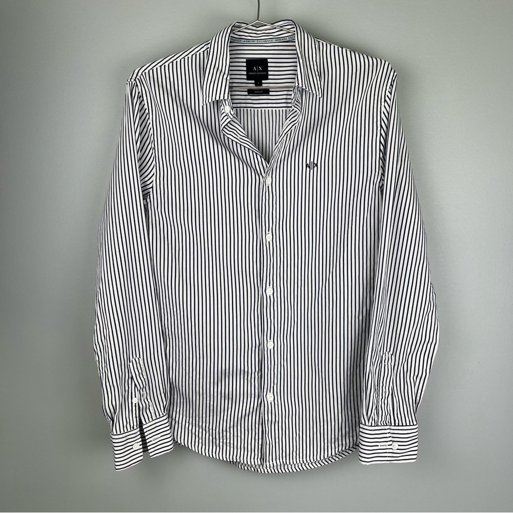 A|X Armani Exchange Mens Poplin Regular Fit Long Sleeve Shirt Size S Cotton